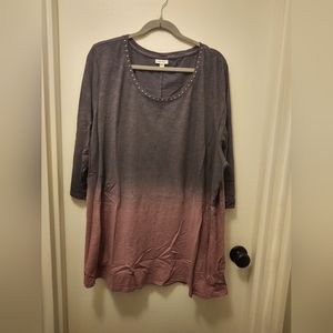 Purple Pink Ombre Top with Silver Accents